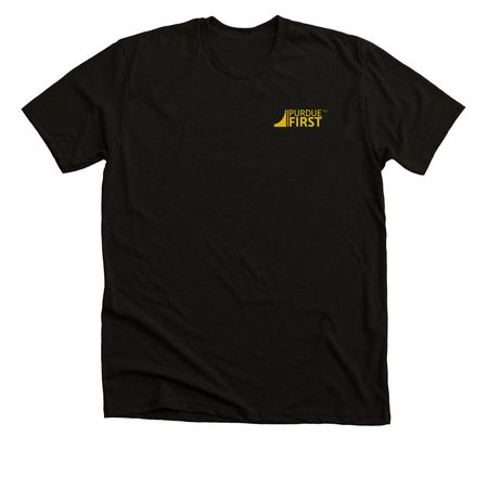 Purdue FIRST Corner Logo, a Black Heather Premium Unisex Tee