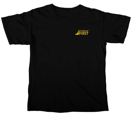 Purdue FIRST Corner Logo, a Black Comfort Colors Unisex Tee