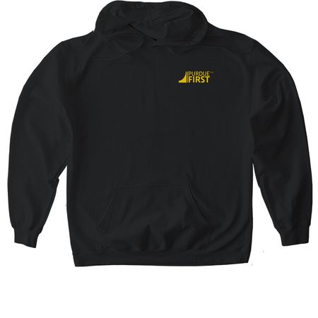 Purdue FIRST Corner Logo, a Black Gildan Softstyle Pullover Hoodie