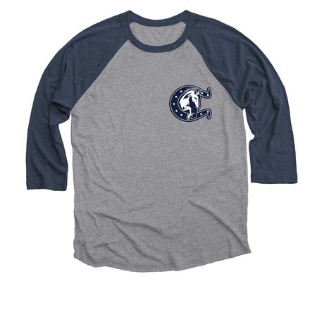 Irvine Colts, a Vintage Navy and Premium Heather 3/4 Sleeve Baseball Tee