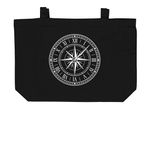 ?Assholes live forever.? Rose, a Black Large Organic Cotton Tote Bag (back-view)
