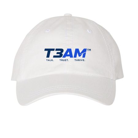 T3AM? ? Founding Drop, a White Printed Pigment Dye Baseball Cap