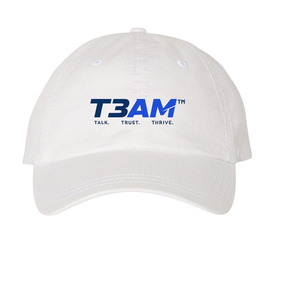 T3AM? ? Founding Drop, a White Printed Pigment Dye Baseball Cap