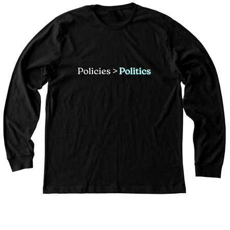 Policies Over Politics, a Black Heather Premium Long Sleeve Tee