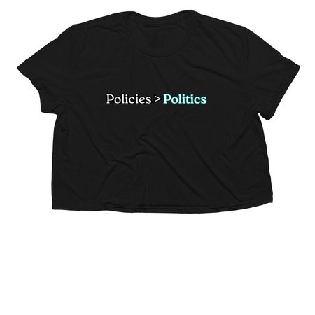 Policies Over Politics, a Black Women?s Flowy Cropped Tee