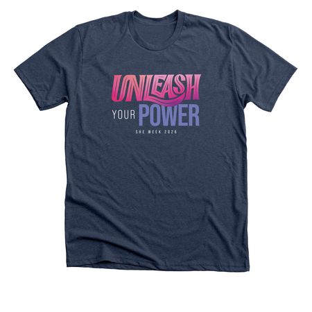 UNLEASH YOUR POWER, a Heather Navy Premium Unisex Tee