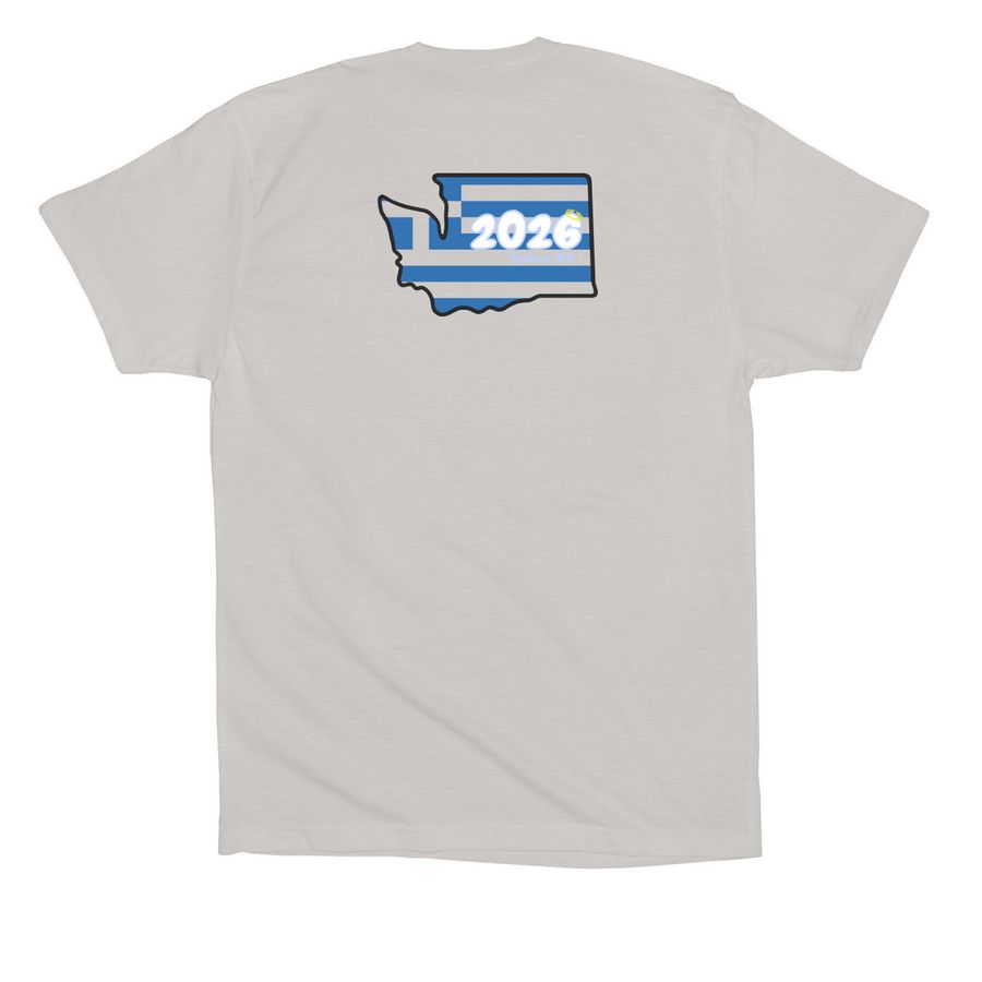 Adult Shirts: Front & Back Print, a Solid Athletic Grey Premium Cotton Tee (back-view)