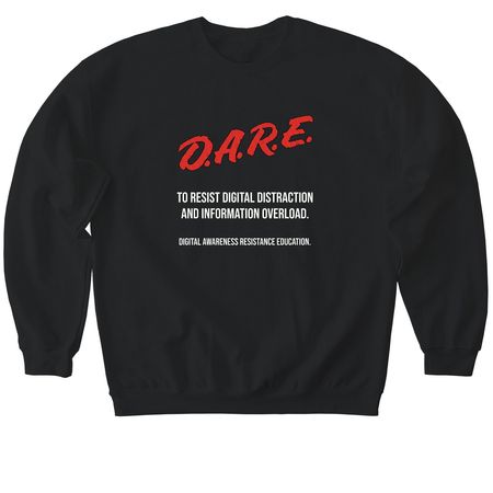 D.A.R.E No Screens, a Black Softstyle Crewneck Sweatshirt