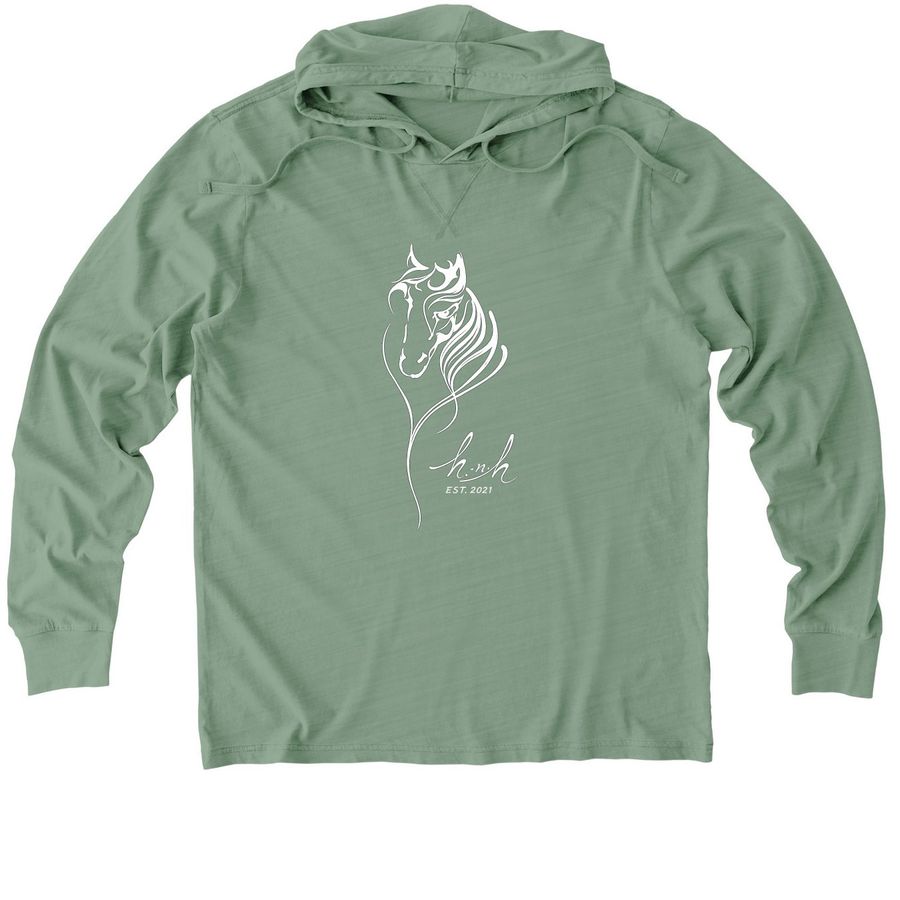 Horses-n-Harleys Farm, a Lichen Green Allmade Organic Cotton Mineral Dye Hoodie Tee