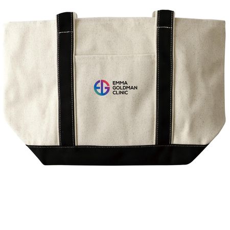 EGC Logo Canvas Tote Bags, a Natural/Black Large Two-Tone Canvas Tote Bag