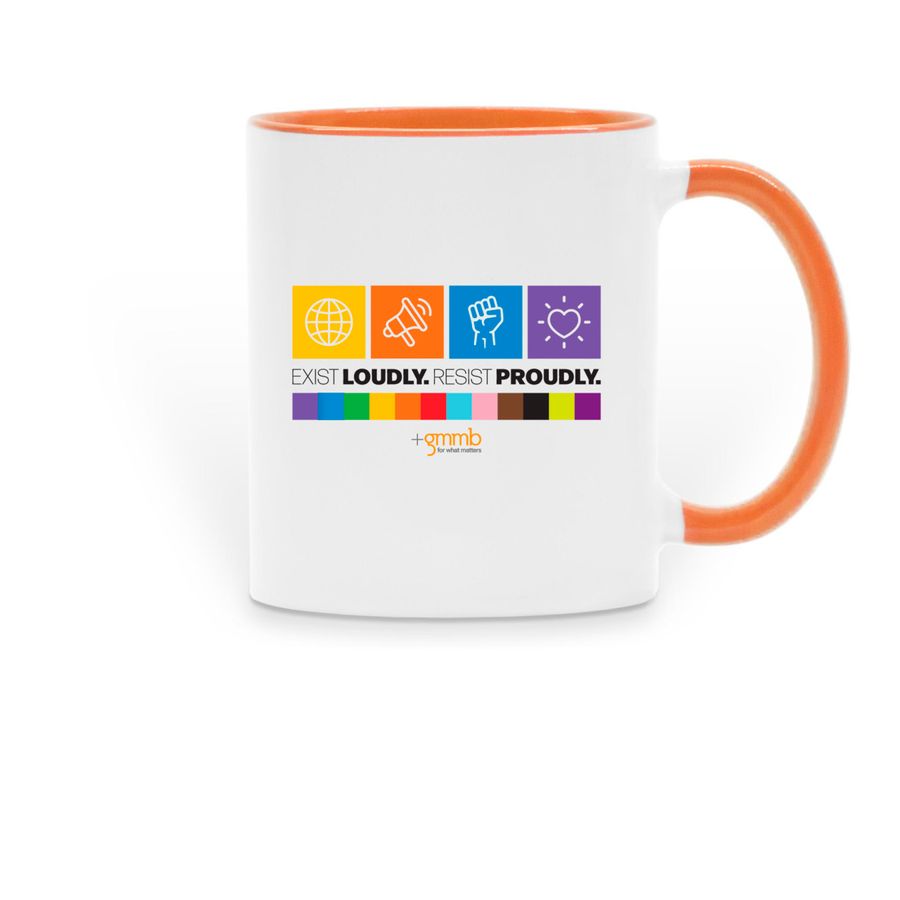 Exist Loudly ? Travel Mug, a Orange Two-Tone Ceramic Mug