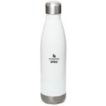 Wear Your Support. Share Your Impact., a White Stainless Steel Water Bottle (back-view)