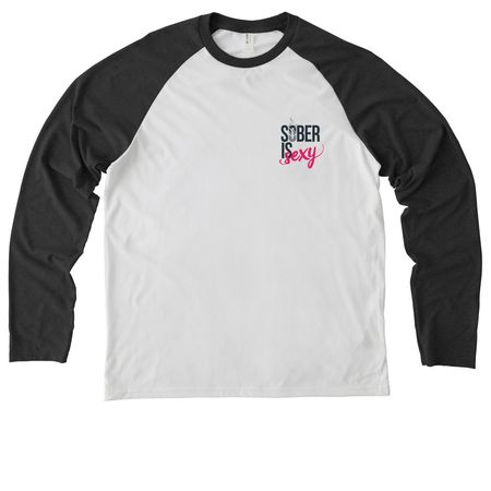 S.I.S, a Space Black/ Bright White Allmade Eco Triblend Colorblock Raglan Long Sleeve Tee