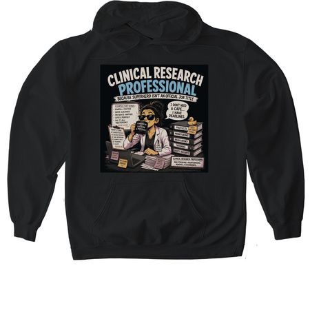 Powered by Clinical Research&nbsp;, a Black Gildan Softstyle Pullover Hoodie