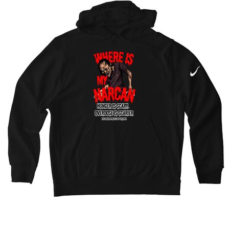 Narcan Zombie - Masa Project Az, a Black Nike Club Fleece Pullover Hoodie