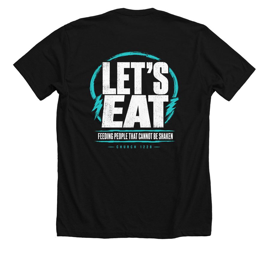 ARE YOU HUNGRY?, a Solid Black Blend Premium Unisex Tee (back-view)