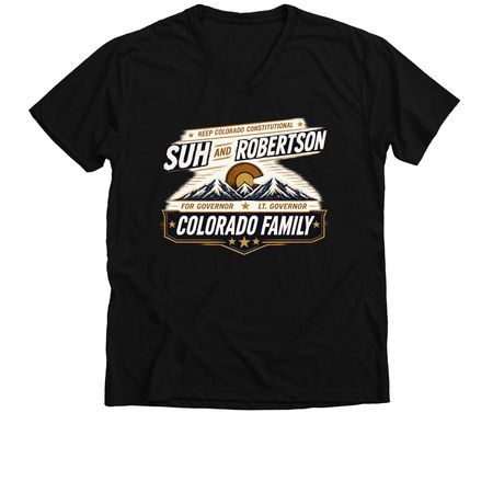 #ColoradoFamily, a Solid Black Blend Premium V-Neck Tee