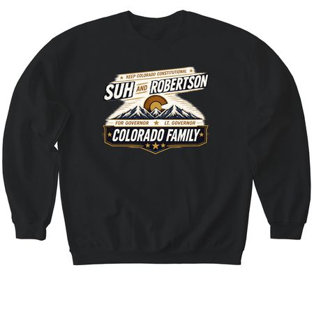 #ColoradoFamily, a Black Softstyle Crewneck Sweatshirt