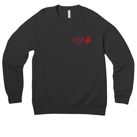 Maine Trauma Day 2026, a Black Premium Raglan Crewneck Sweatshirt