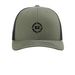 Outreach Hat - Black DBC Distressed Logo, a Loden/ Black Printed Snapback Trucker Cap