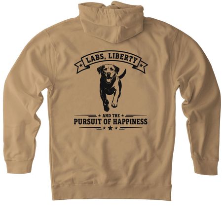 Labs, Liberty and the Pursuit of Happiness, a Sandstone Heavyweight Pullover Hoodie