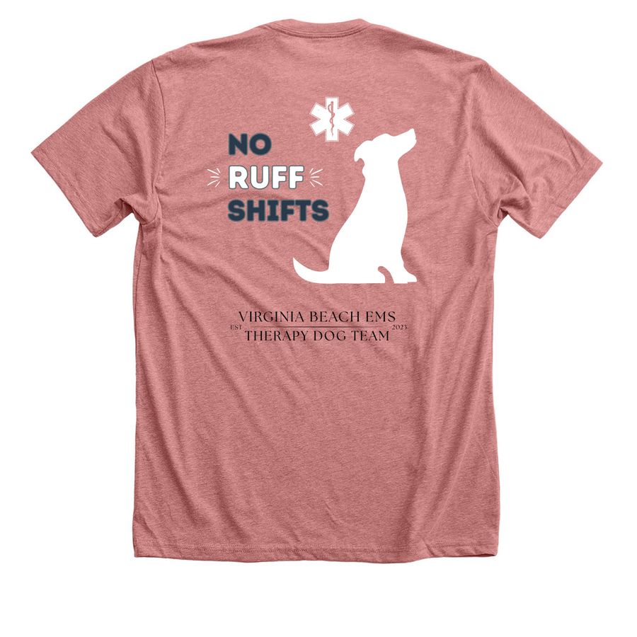 VBEMS Therapy Dog Tee, a Heather Mauve Premium Unisex Tee (back-view)