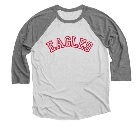 Classic Eagles Spirit Wear, a Premium Heather and Heather White 3/4 Sleeve Baseball Tee