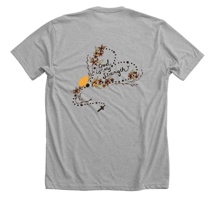 Gabby Hope "God Is My Strength" Merch, a Athletic Heather Premium Unisex Tee (back-view)