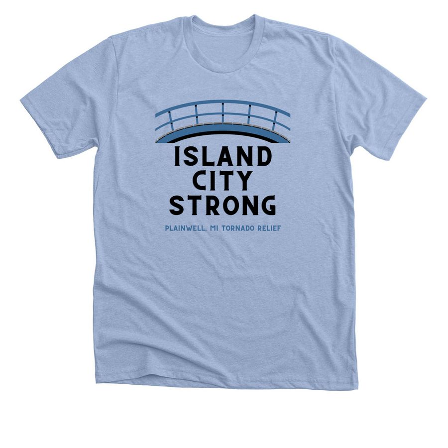 Plainwell Island City Strong, a Heather Baby Blue Premium Unisex Tee