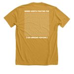 Childhood Cancer Awareness 2026 - OAF Shirts&nbsp;, a Heather Mustard Premium Unisex Tee (back-view)