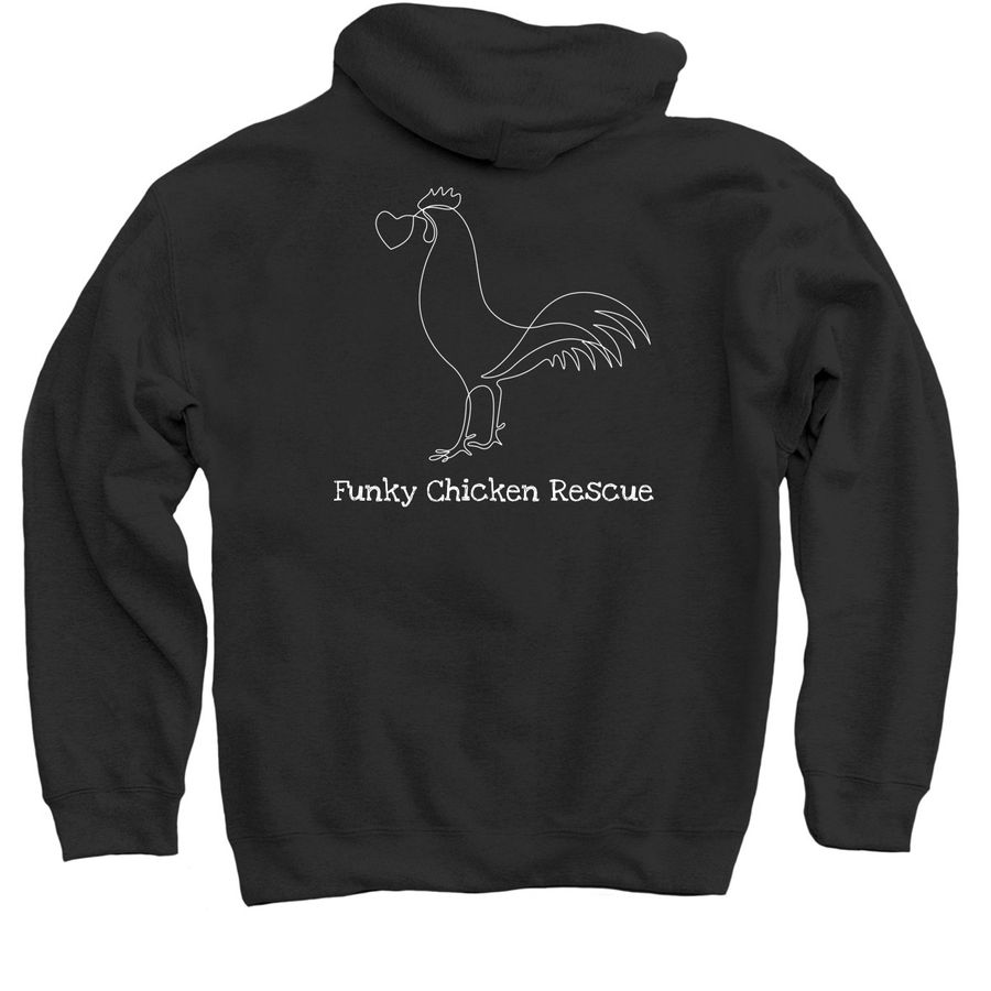 One line logo, a Black Pullover Hoodie (back-view)