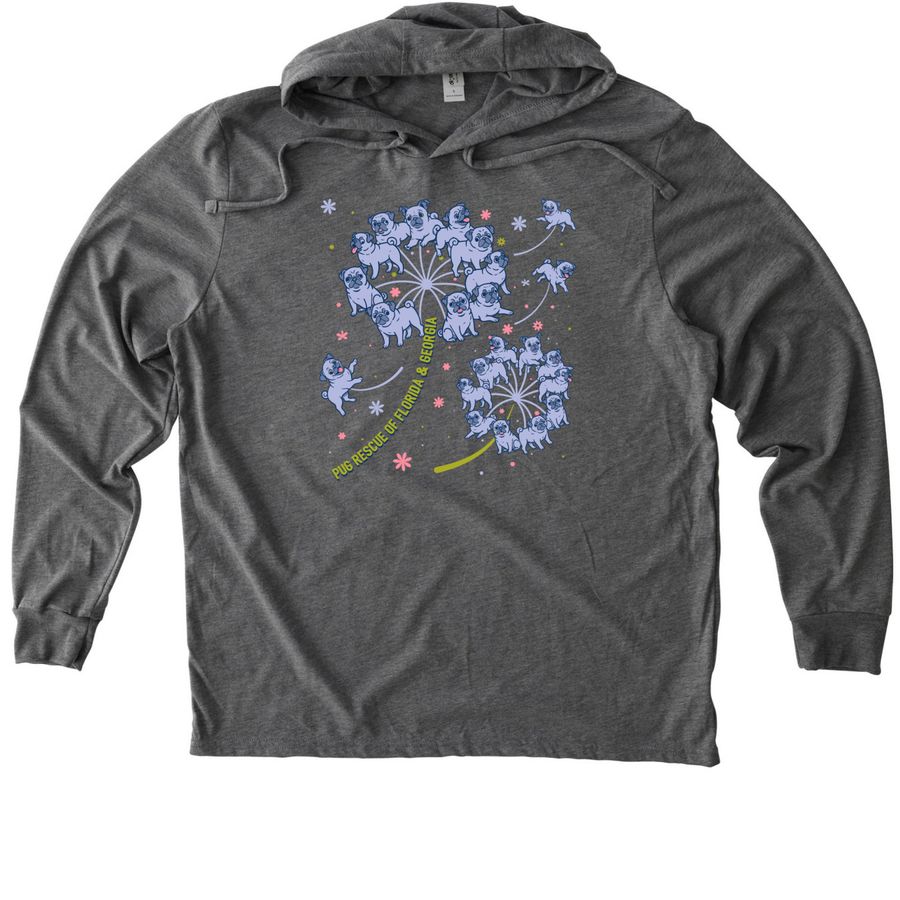 Pugs In Bloom, a Aluminum Grey Allmade Eco Triblend Hoodie Tee