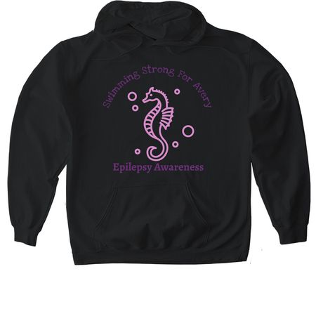 Swimming Strong for Avery, a Black Gildan Softstyle Pullover Hoodie