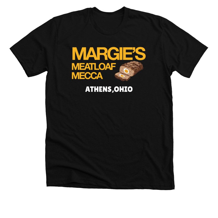 MARGIE'S MEATLOAF MECCA T-SHIRTS & HOODIES, a Solid Black Blend Premium Unisex Tee