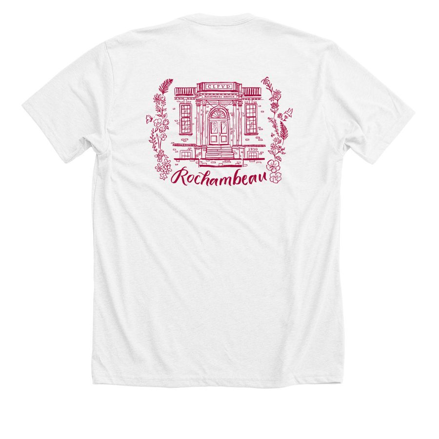Everything's in Bloom at Rochambeau, a Solid White Blend Premium Unisex Tee (back-view)