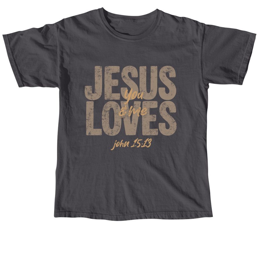 Jesus Loves, a Graphite Comfort Colors Unisex Tee
