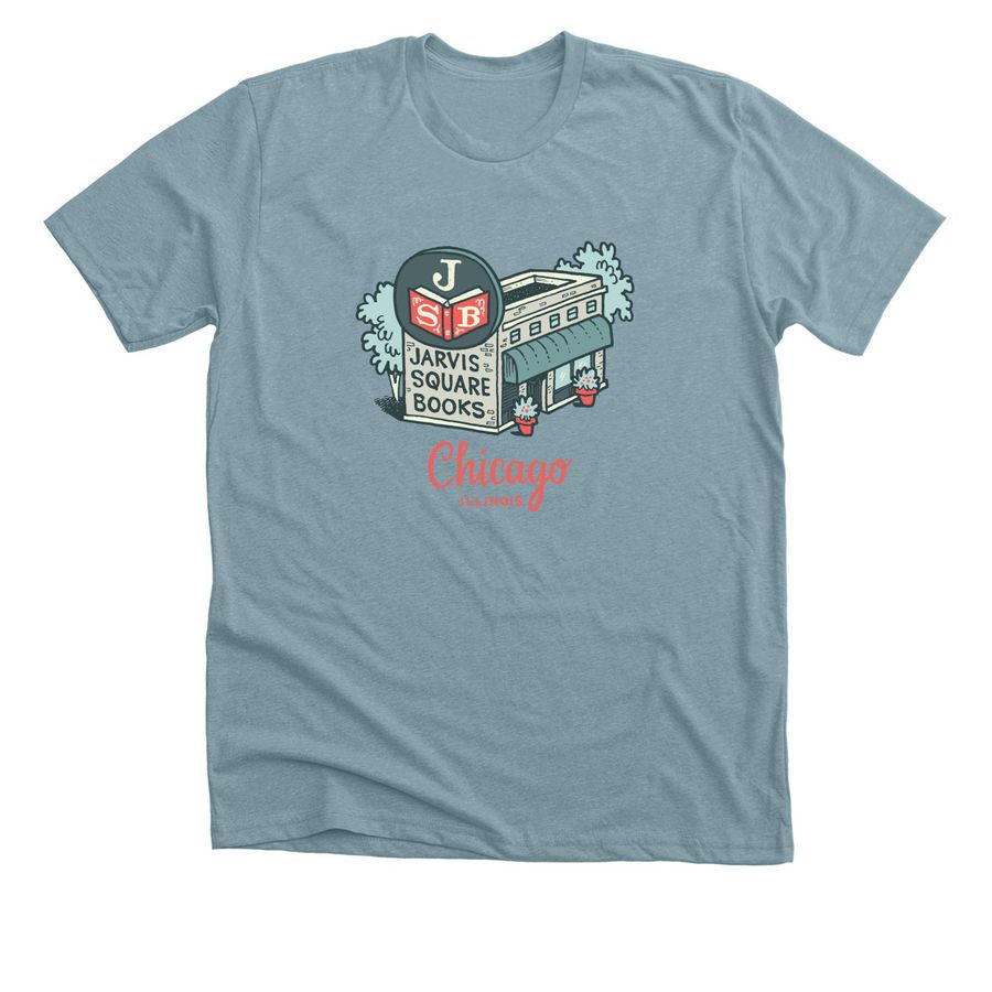 Jarvis Square Books Illustrated Tee&nbsp;, a Heather Blue Lagoon Premium Unisex Tee