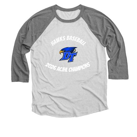 DT HAWKS, a Premium Heather and Heather White 3/4 Sleeve Baseball Tee