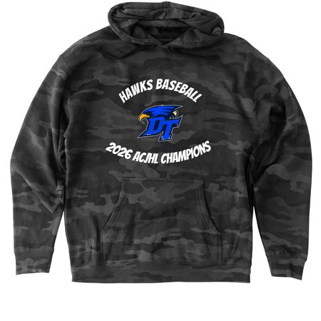 DT HAWKS, a Black Camo Heavyweight Camo Pullover Hoodie