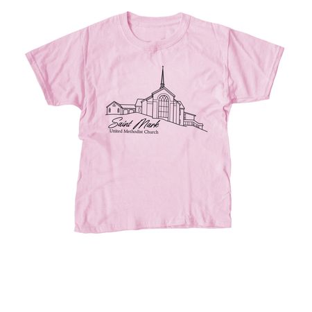 Church Outline - Black, a Light Pink Youth Unisex Tee
