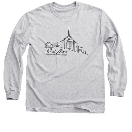 Church Outline - Black, a Sport Grey Classic Long Sleeve Tee