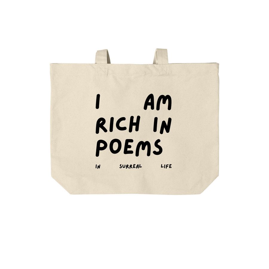 I AM RICH IN POEMS, a Natural Cotton Canvas Tote Bag