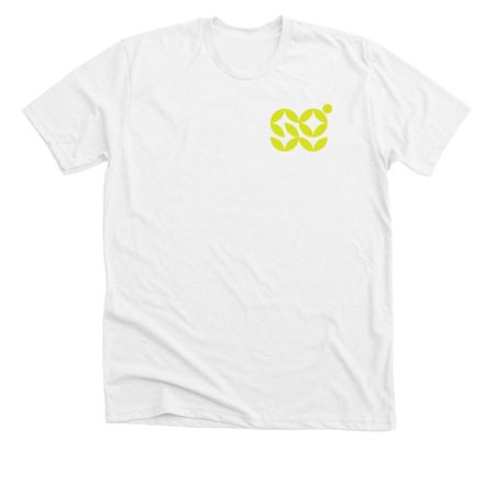 SGCA on White, a Solid White Blend Premium Unisex Tee (back-view)