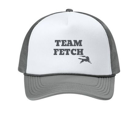 "Team Fetch" trucker cap, a White/ Deep Smoke Printed Foam Trucker Hat