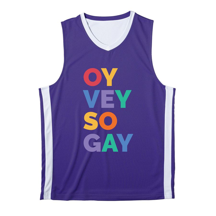 For the Sporty Gays, a Purple/ White Reversible Basketball Jersey