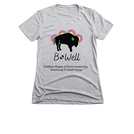 BWELL Logo, a Dark Heather Grey Women's Slim Fit Tee