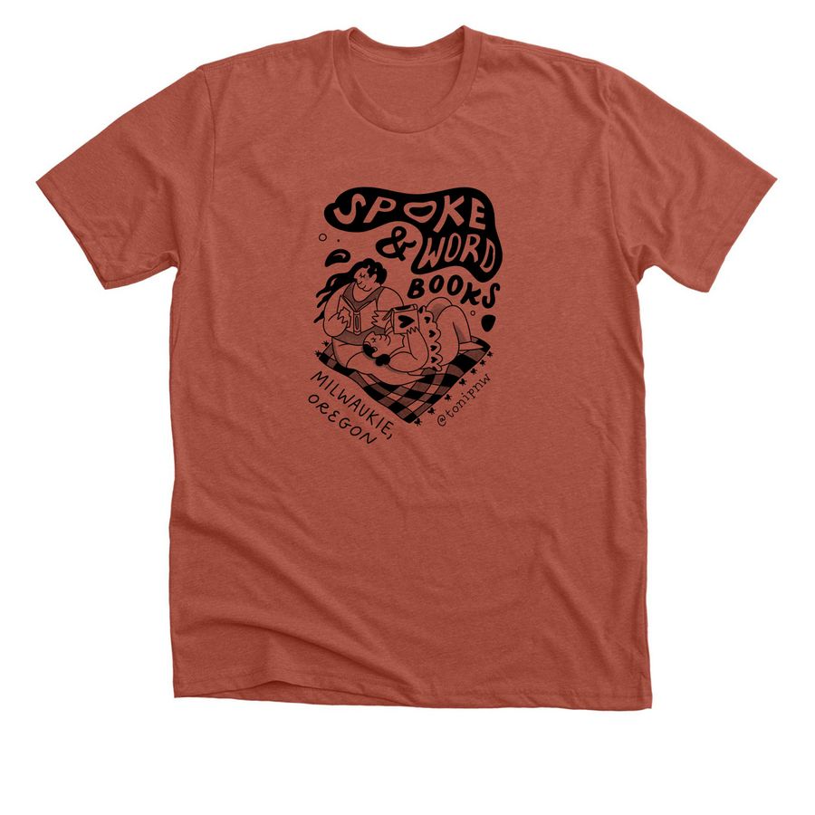 Spoke & Word Books Picnic Merch, a Heather Clay Premium Unisex Tee