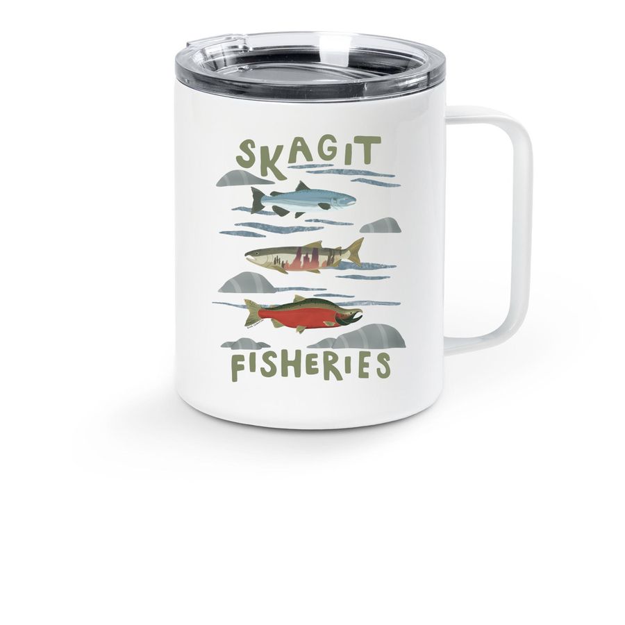 Swag Sale: Celebrate Spawner Season, a White Stainless Steel Travel Mug