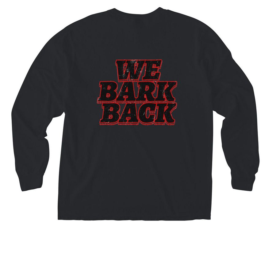 WOOF - We Bark Back Pocket Shirt&nbsp;, a Black Comfort Colors Long Sleeve Pocket Tee (back-view)