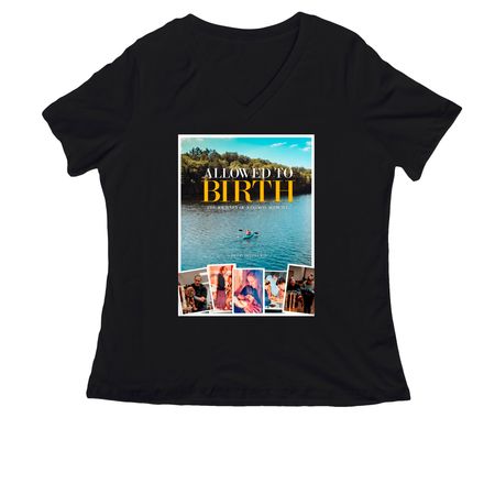 Women's poster tees, a Black Women's Relaxed V-Neck Tee